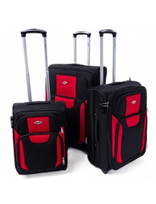 Rogal Červeno-černá sada 3 objemných textilních kufrů "Golem" - vel. M, L, XL
