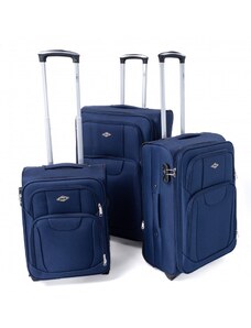 Rogal Tmavě modrá sada 3 objemných textilních kufrů "Golem" - vel. M, L, XL