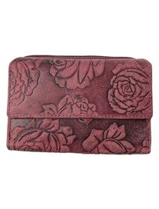 Lozano Dámská kožená peněženka s růží růžová 3281
