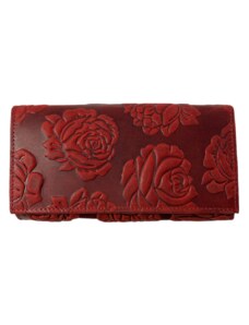 Lozano Dámská celokožená peněženka s růží červená 3929