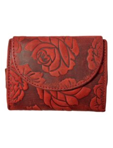 Lozano Dámská kožená peněženka s růží červená 4429