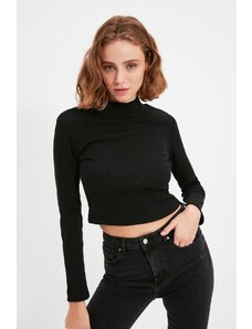 Trendyol Black Recycle Ribbed Knitted Blouse