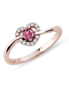 Prsten srdce s turmalínem a diamanty v růžovém zlatě KLENOTA R0856774