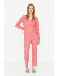 Trendyol Dry Rose Double Breasted Knitted Pajamas Set