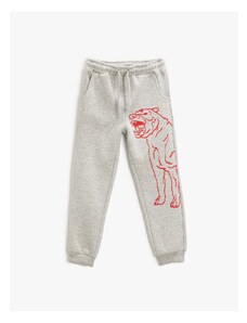 Koton Jogger Sweatpants with a Dog Print Pocket, Tie Waist