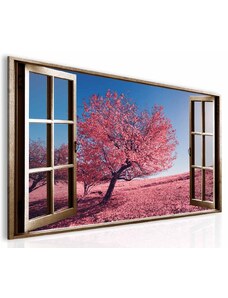Malvis 3D obraz okno růžová krajina