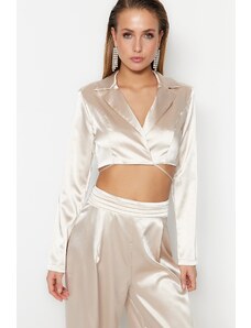 Trendyol Beige Lined Weave Satin Jacket