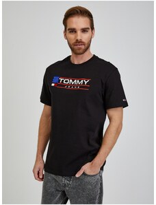Tommy Hilfiger Černé pánské tričko Tommy Jeans - Pánské