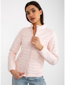 Fashionhunters Světle růžová přechodná prošívaná bunda bez kapuce