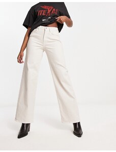 ONLY Juicy high waisted wide leg jeans in ecru-White
