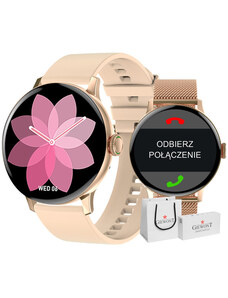 Smartwatch Giewont Pink GW330-1 Rose Gold-Pink Powder Silicone Strap + Rose Gold Bracelet
