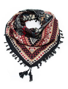 Maxi šátek - černo-červený se vzorem
