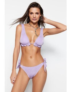 Trendyol Lilac Triangle Ruffle Glitter Bikini Top