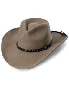 Stars and Stripes Westernový béžový klobouk s koženým řemínkem - Reno