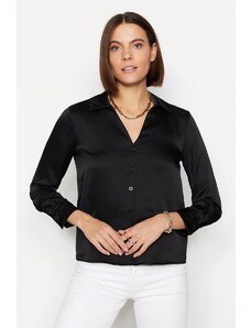 Trendyol Black Basic Woven Satin Shirt