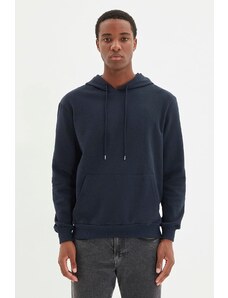 Trendyol Basic Navy Regular/Regular Fit Hooded Kangaroo Pocket Sweatshirt
