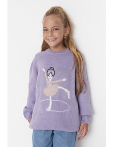 Trendyol Lilac Ballerina Patterned Girl Knitwear Sweater