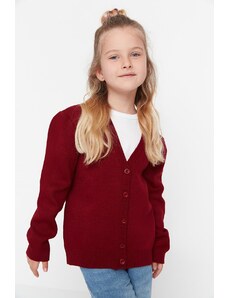 Trendyol Claret Red Girls' Knitwear Cardigan