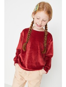 Trendyol Claret Red Velvet Girls Knitted Sweatshirt