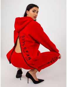 Fashionhunters Červená dámská tepláková souprava se zipy a nápisy