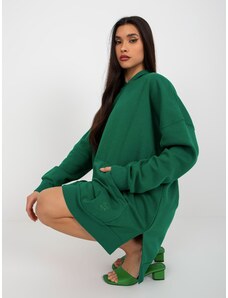 Fashionhunters MAYFLIES tmavě zelená dlouhá oversized klokaní mikina