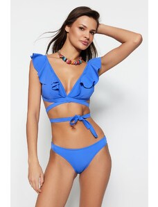 Trendyol Saks Triangle Flounce Bikini Top