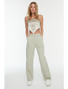 Trendyol kamenná kapsa Detailní džíny s vysokým pasem a širokými nohavicemi