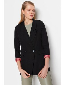 Trendyol Black Oversized Woven Lined Double Breasted Blazer with Closure