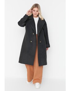 Trendyol Curve Anthracite Oversize Stamp Coat