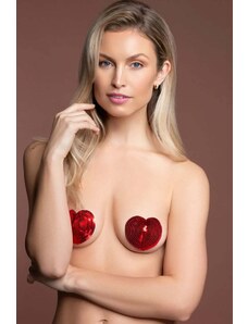 Bye Bra Červené nálepky na bradavky Heart Nipple Covers