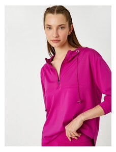Koton Hoodie Sports Sweatshirt With Half Zipper