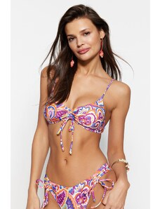 Trendyol Abstract Patterned Bralette Drawstring Bikini Top