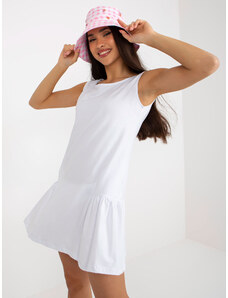 Fashionhunters Základní bílé mini šaty bez rukávů