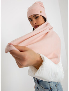 Fashionhunters Světle růžový zimní set se šálou a čepicí