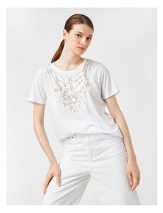Koton Jewelry Printed T-Shirt Modal Blend