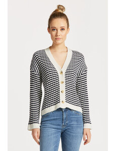 SVETR GANT STRIPE COTTON RIB V-NECK CARDIGAN modrá S