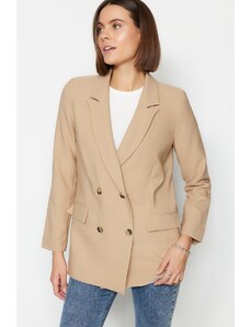 Trendyol Mink Oversize Lined Double Breasted Closure Woven Blazer Jacket