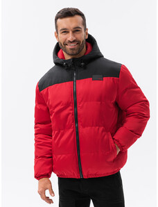 Ombre Clothing Pánská zimní prošívaná bunda - červená C458