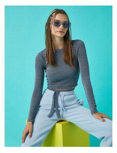 Koton Long Sleeve T-Shirt Crop Tie Waist