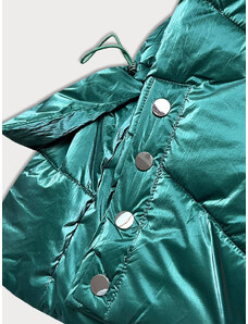 Ann Gissy Zelená krátká metalická dámská bunda puffer (OMDL-022)