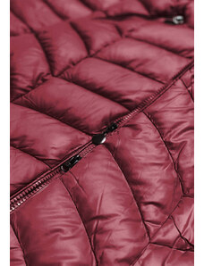 VIOLA&C Prošívaná dámská bunda ve vínové bordó barvě s kapucí (8916-B)