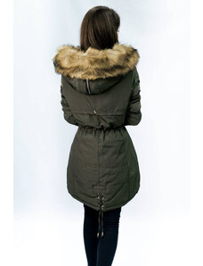 MHM Teplá dámská zimní bunda parka v khaki barvě (W165)