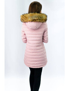 MHM Tmavě modro-růžová odoustranná dámská zimní bunda s kapucí (W213)