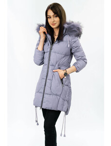 Libland Prošívaná dámská zimní bunda ve vřesové barvě s kapucí (7690)