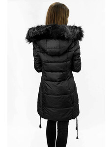 Libland Černá prošívaná dámská zimní bunda s kapucí (7690)