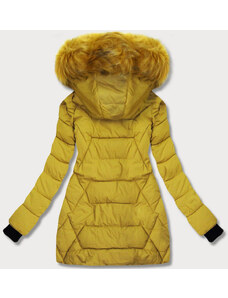 Dianyw Dámská zimní bunda v hořčicové barvě s kapucí (1969)