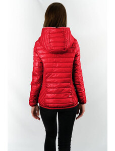 S'WEST Červená prošívaná dámská bunda s kapucí (B9561)