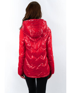 S'WEST Červená prošívaná dámská bunda s kapucí (R9562)