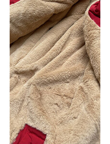 MHM Červeno-béžová teplá dámská zimní bunda (W559)