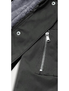 S'WEST Khaki-šedá dámská zimní bunda parka s odepínací podšívkou (B533-11070)